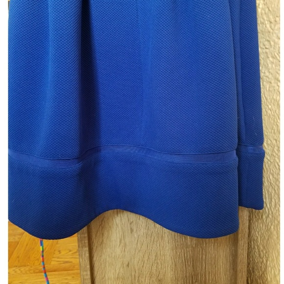 V-Neck Pique Knit Dress with Mesh Inset at Hem - Picture 5 of 5